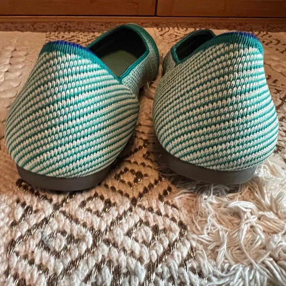 Rothy’s Turquoise Calypso Stripe The Pointe Flats - Picture 2 of 9